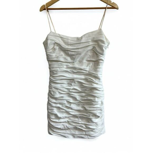 Cinq A Sept Vance Ruched Mini Dress Spaghetti Strap White Size 10 - Picture 1 of 9